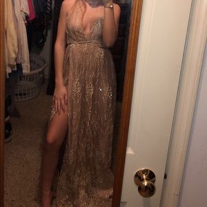 Embroidered Gold Sequin Dress